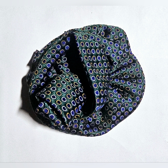 Blue pattern tie scarf camellia corsage brooch pin, fancy formal unisex, prom - Picture 1 of 8
